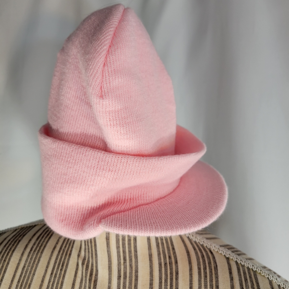 City Hunter Pink Ribbed Knit Cuffed Beanie Cap One Size